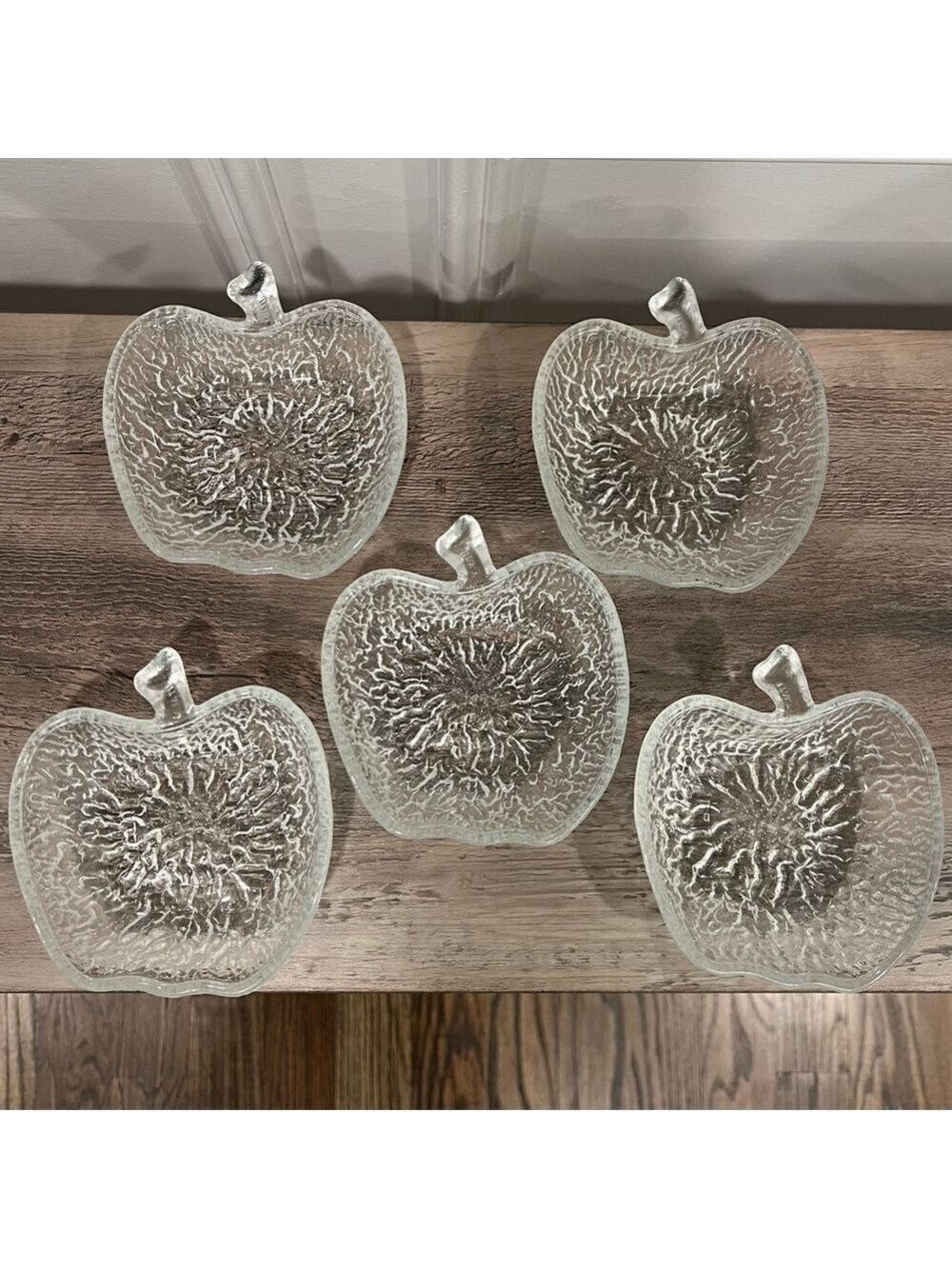 Vintage Glass Apple Shaped Fruit Serving Plates Bowls